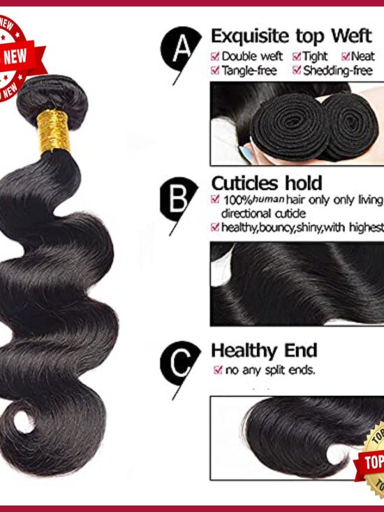 Brazilian Virgin Human Hair Extensions 3 Bundles Body Wave 28-32 Inch main image 5